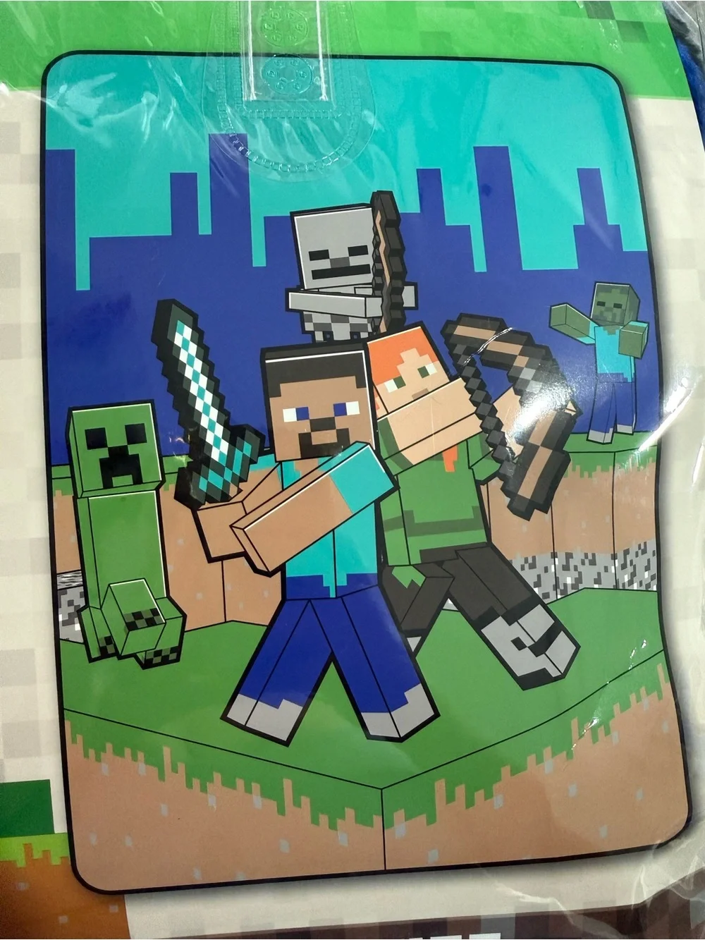 Minecraft Kids blanket - Blue & Green